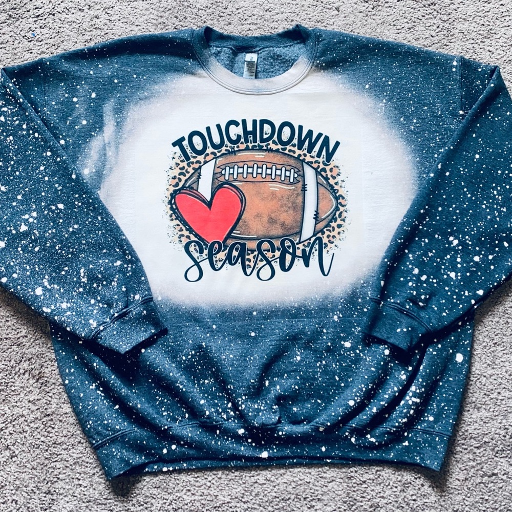 Touchdown Season Football Bleached Crewneck Sweatshirt